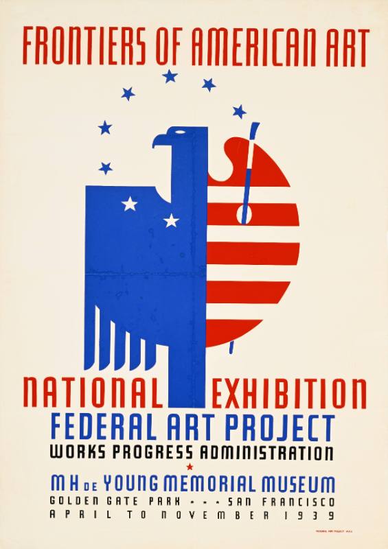 A poster of an eagle with wings forming a paint pallate in the shape of an american flag