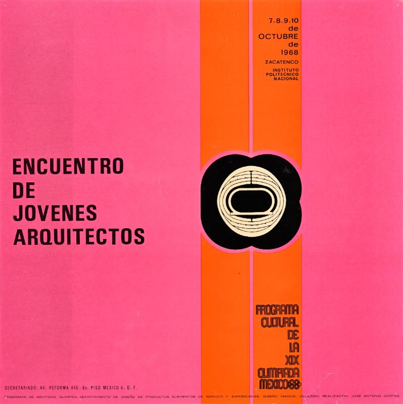 A poster of a black flower on top of a pink and orange striped background