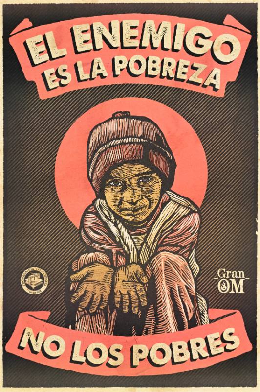 A poster of a Latino boy with outstretched arms