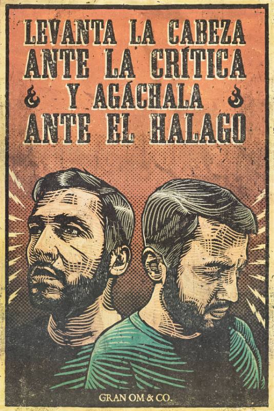 A poster of two men with lightning bolts coming out of their heads