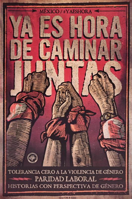 A poster of hands reaching up while clasped together