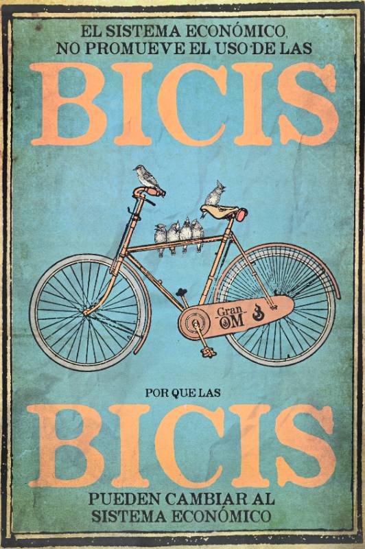 A poster of a bicycle on a blue background Image