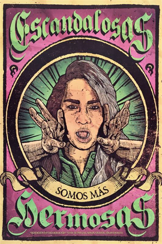 A poster of a Latina woman holding her hands over her mouth