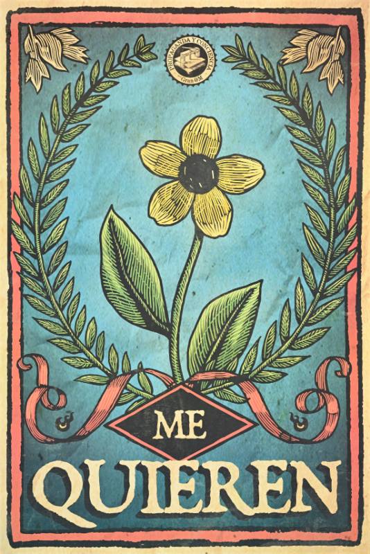 A poster of a flower with five petals