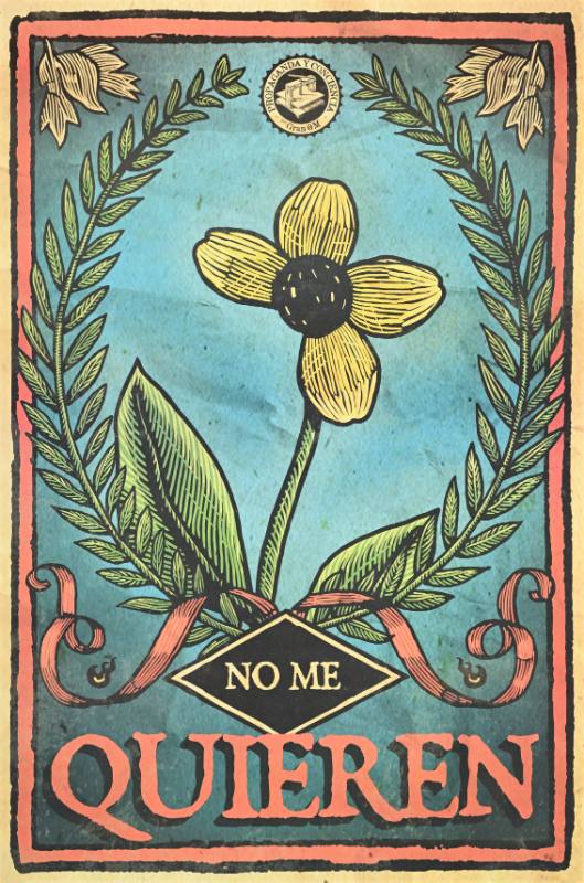 A poster of a flower with one of its petals removed