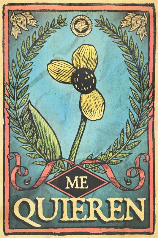 A poster of a flower with two of its petals removed