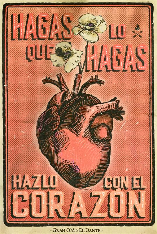 A poster of a human heart on a pink background