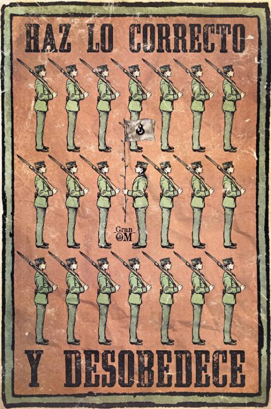 A poster of soldiers marching in a grid