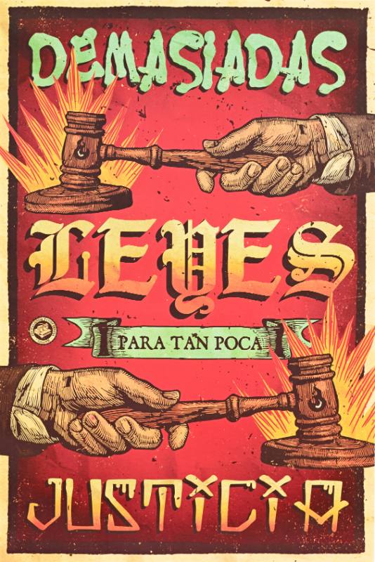 A poster of two hands banging wooden gavels