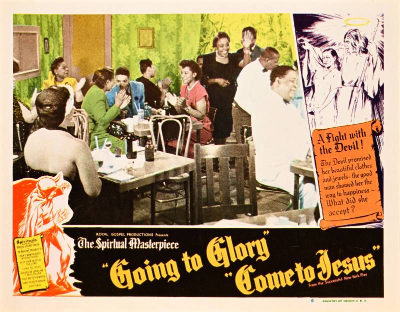 A poster of Black men and women in a restaurant