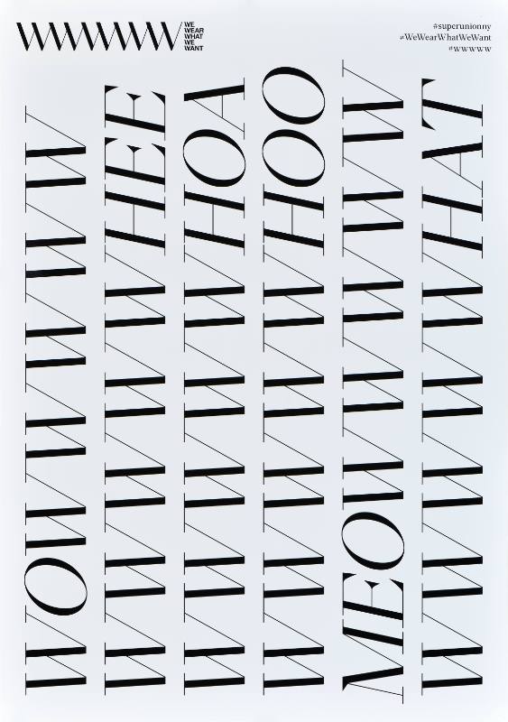 A poster of rows of identical serif black text