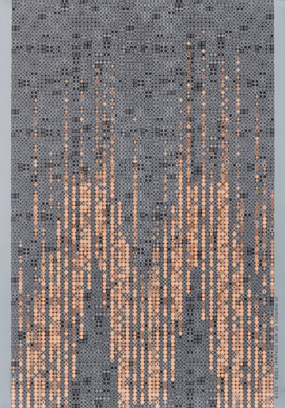 A poster of a grid forming the shape of a wave