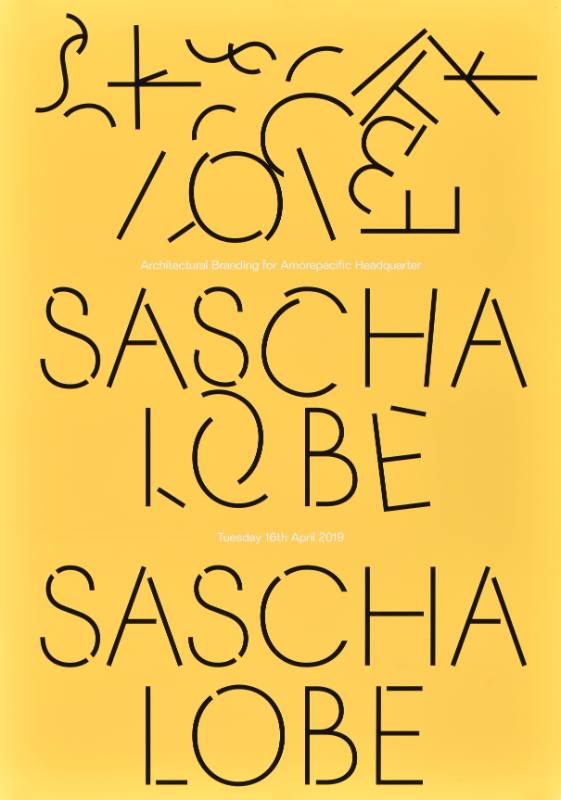 A poster of fractured text on a yellow background