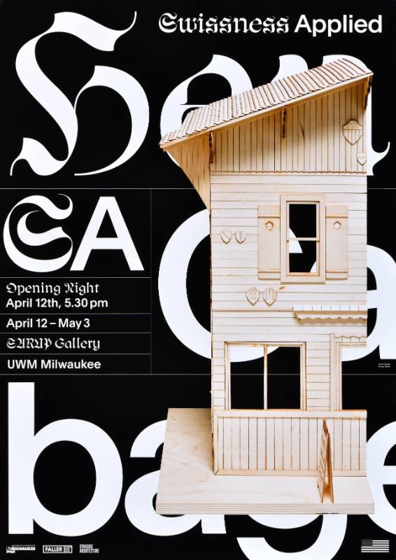 A poster of swirling white text on a black background