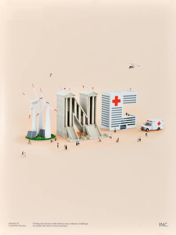 A poster of large text in the shape of an abulance and hospital