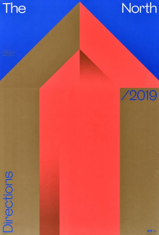 A poster of geometric shapes with smooth white text on them