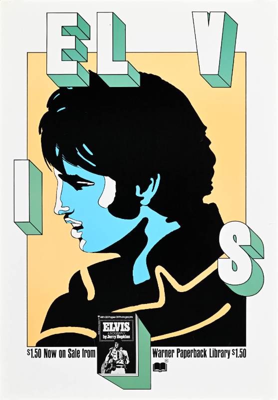 A poster of a man's face silhouetted next to tumbling three dimensional letters