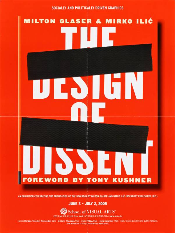 A poster of a red book cover with black bars across the top