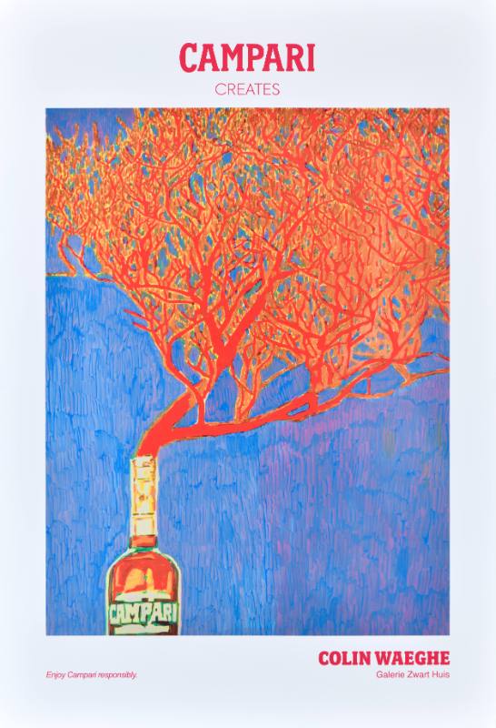 A poster of a bottle of red liquid