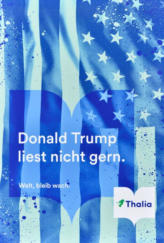 A poster of a blue American flag