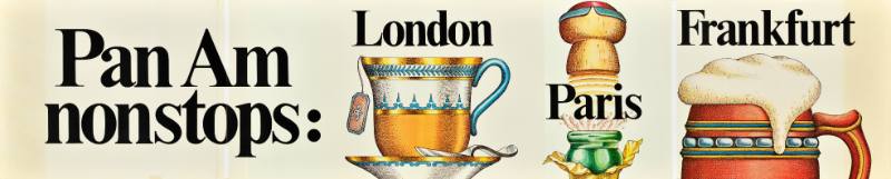 A poster of three cartoon beverages below the names of cities