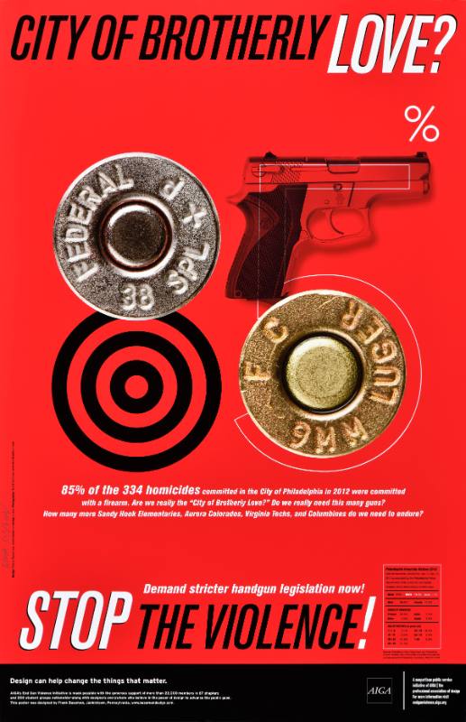 A poster of a number made out of handguns and bullets