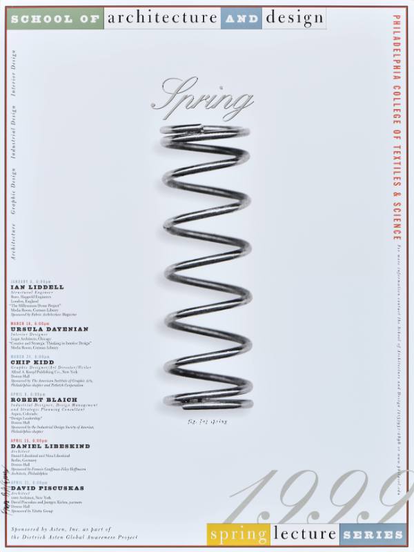 A poster of a metal spring on a white background