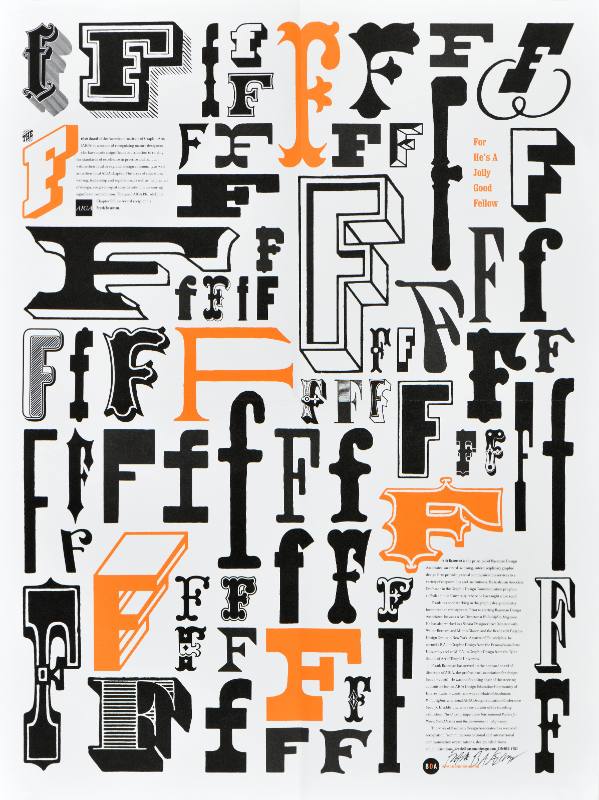 A poster of a crowded frame made out of different letter Fs