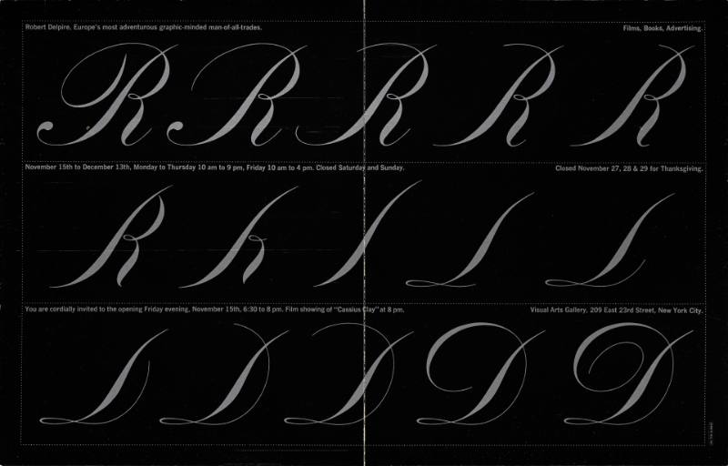 A poster of silver cursive text on a black background