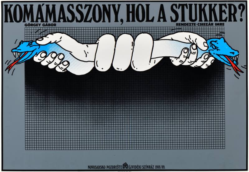 A poster of hands strangling a snake