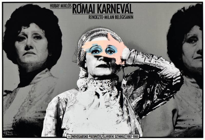 A poster of a Roma woman standing with her hand to her head