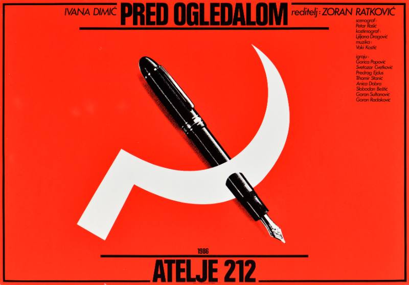 A poster of a pen piercing a sickle