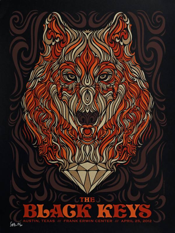 A poster of a wolf on top of a gemstone