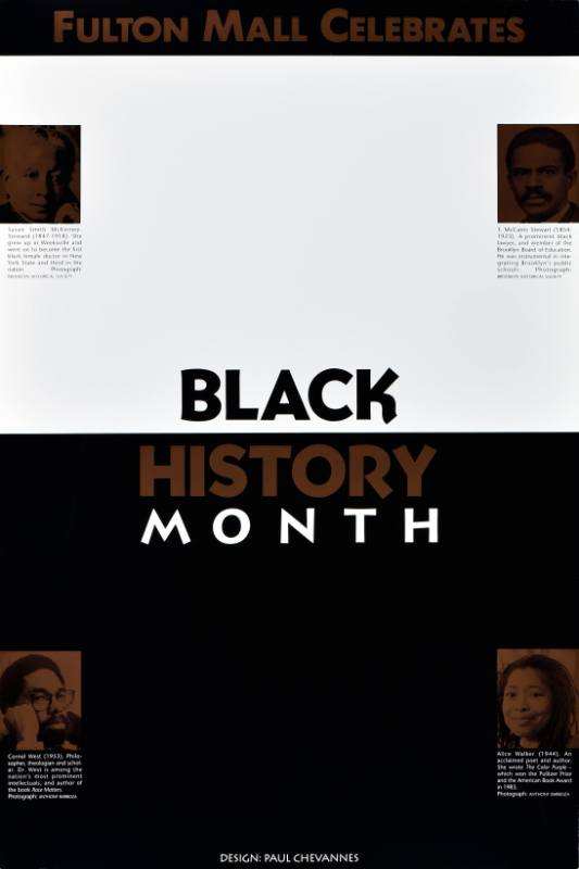 A poster of four portraits of Black men and women on a black and white background