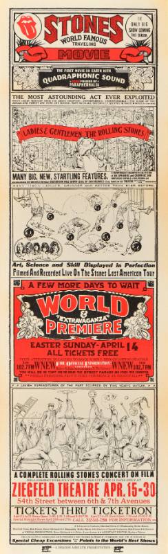 A poster of animals and ornamented text on a tan and red background