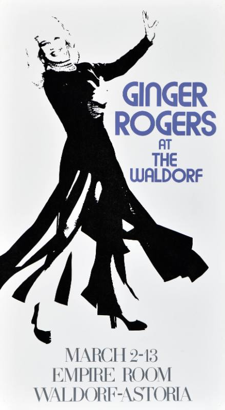 A poster of a smiling white woman dancing on a white background