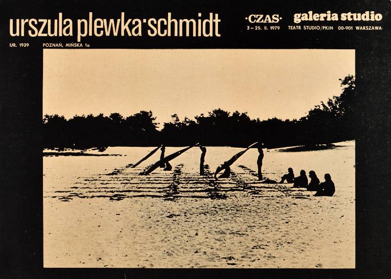 A poster of black and white photographs on a beige and black background