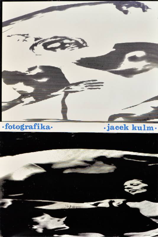 A poster made out of a blurry black and white photograph of figures moving