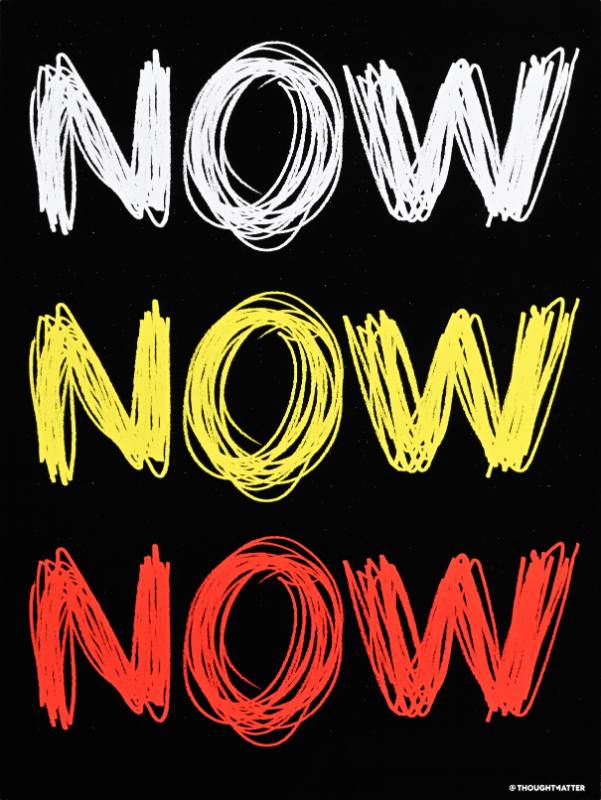 A poster of colorful handwritten text on a black background