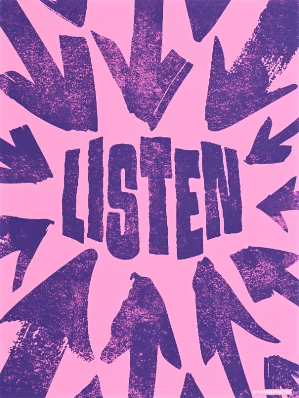 A poster of arrows pointing towards bold text