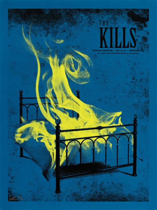 A poster of a bed on fire