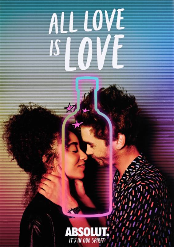 A poster of a man and a woman kissing