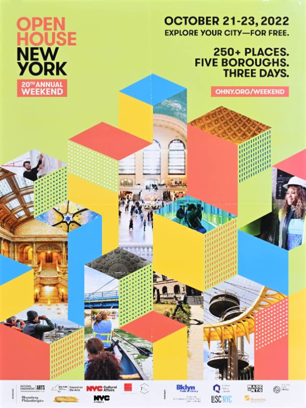 A poster of cubes made out of photographs of New York City landmarks