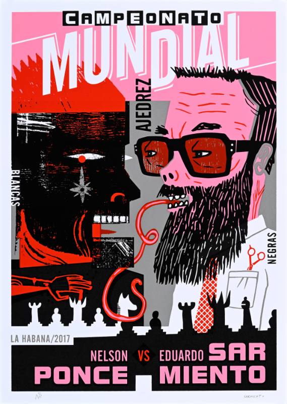 A poster of two pink cartoon men fighting