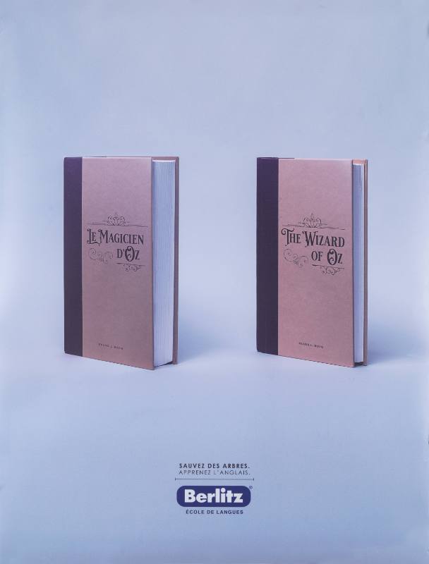 A poster of two books with titles in different languages