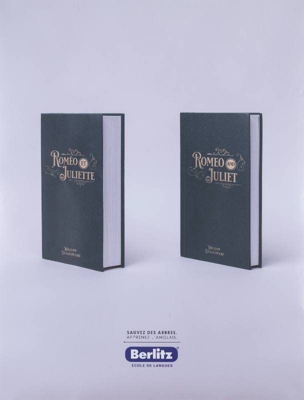 A poster of two books with titles in different languages