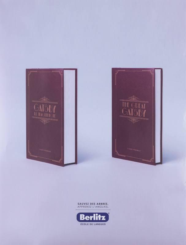 A poster of two books with titles in different languages
