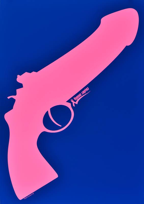 A poster of a gun that turns into a penis