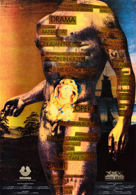 A poster of a nude gold body with text over it