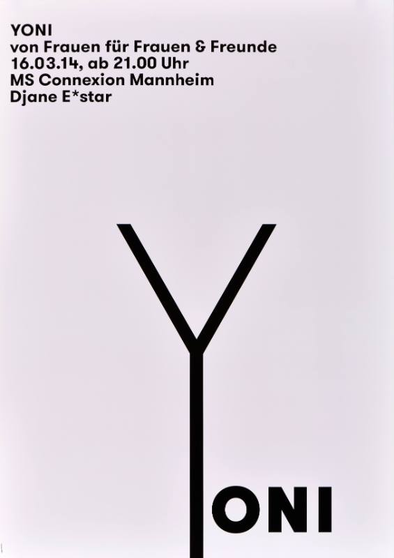 A poster of a cartoon woman's genitalia forming the shape of a Y